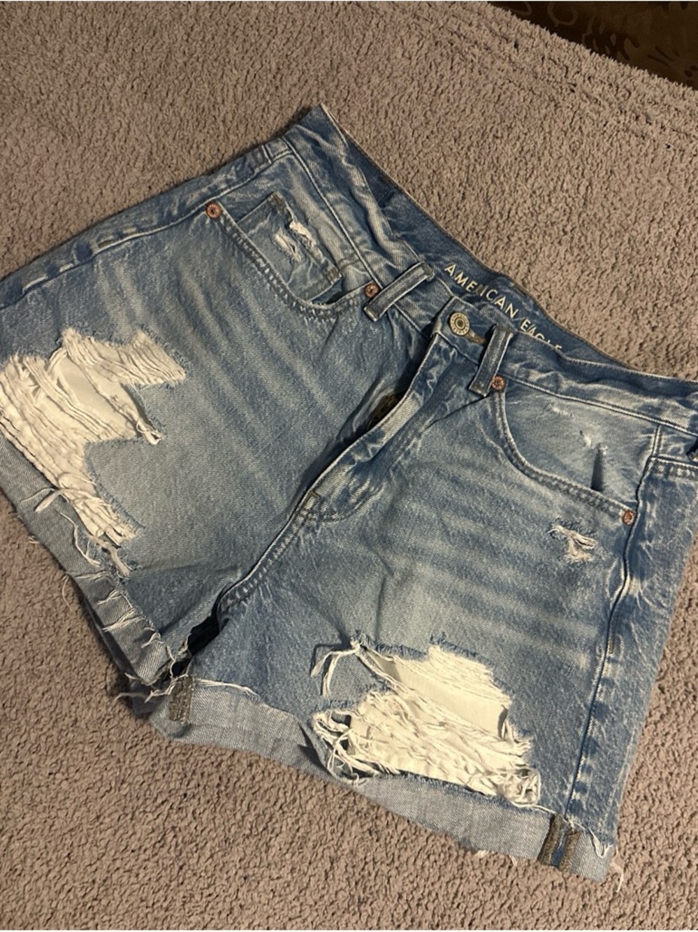 American Eagle Outfitters Faded Blue Distressed Denim Shorts
